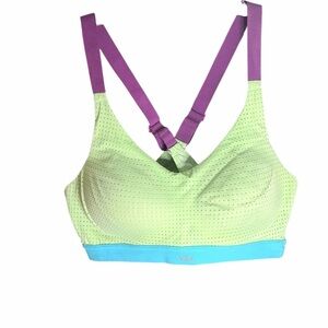 VSX Neon Green Sports Bra with Blue Band
